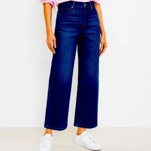 Size 27 ann Taylor loft high rise wide leg curvy cropped jeans